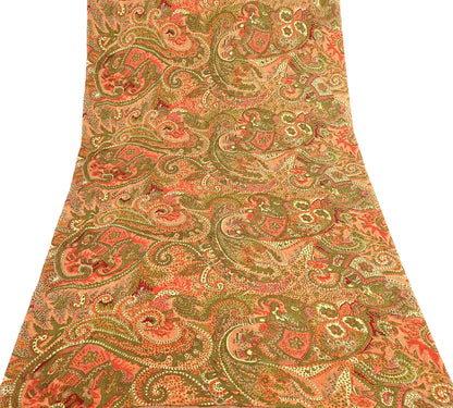 Indian Vintage Multi Pure Silk Printed Saree 6Yards Soft Abstract Fabric for Dressmaking, Quilting, Crafting, Sewing, Dress Making