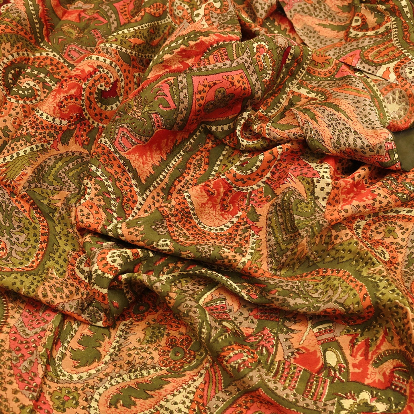 Indian Vintage Multi Pure Silk Printed Saree 6Yards Soft Abstract Fabric for Dressmaking, Quilting, Crafting, Sewing, Dress Making