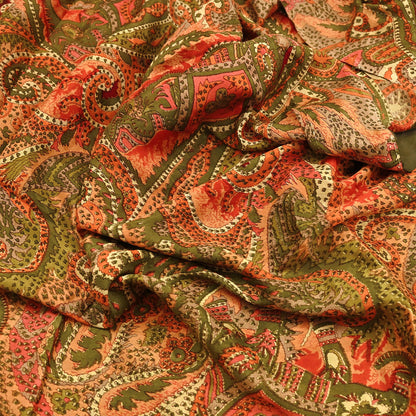 Indian Vintage Multi Pure Silk Printed Saree 6Yards Soft Abstract Fabric for Dressmaking, Quilting, Crafting, Sewing, Dress Making