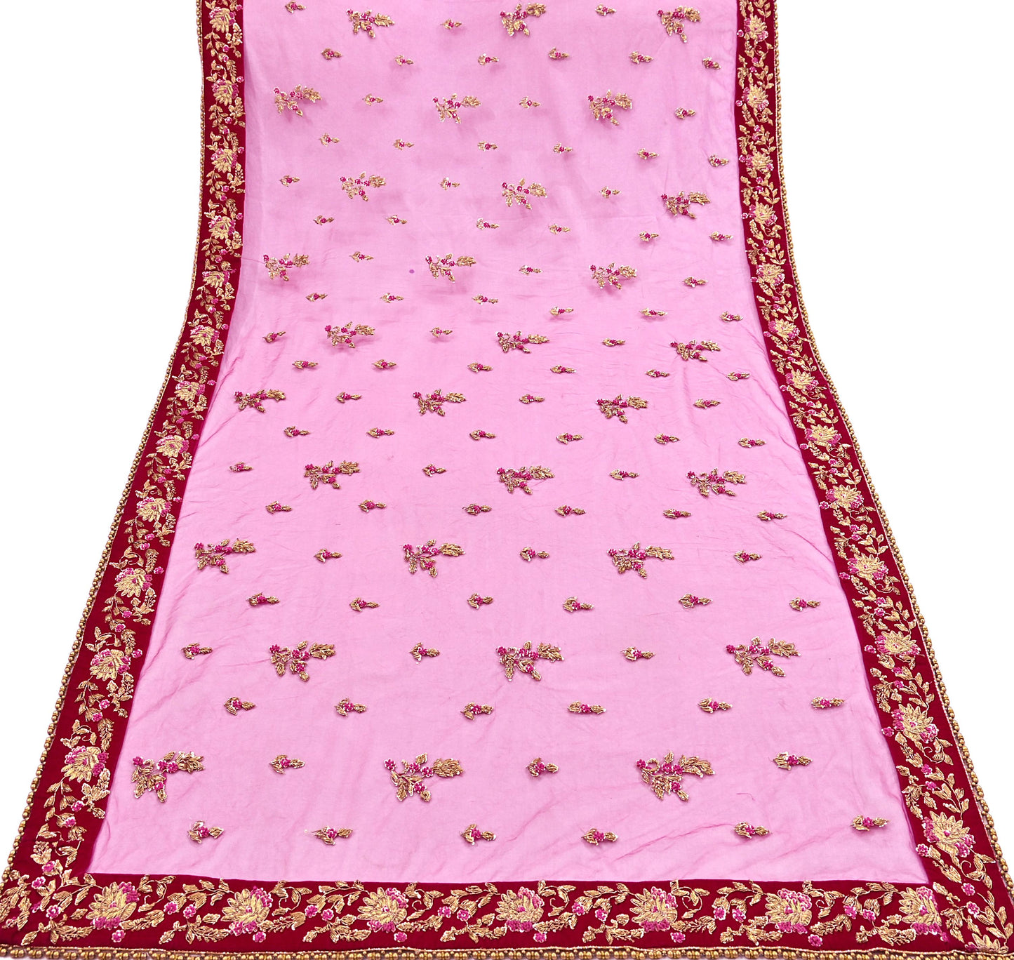 Indian Heavy Wedding Rani pink Net/ velvet Hand Embroidered Lehenga 2pcs Set Designer By Manish Malhotra Party Wear