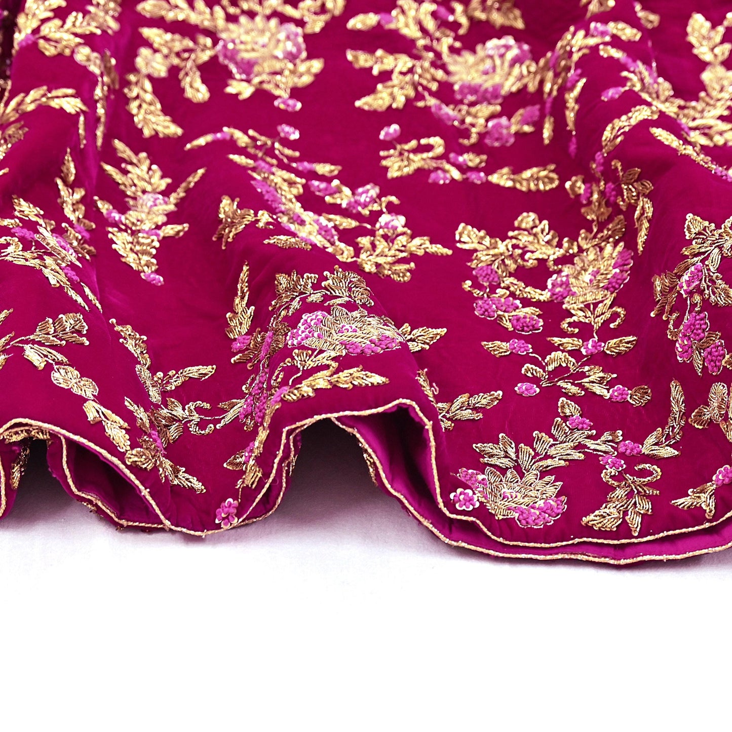 Indian Heavy Wedding Rani pink Net/ velvet Hand Embroidered Lehenga 2pcs Set Designer By Manish Malhotra Party Wear
