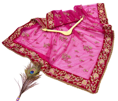 Indian Vintage Heavy Rani pink Net/Mesh Hand Embroidered Dupatta Designer By Manish Malhotra Bridal Wear Zardozi Veil Hijab