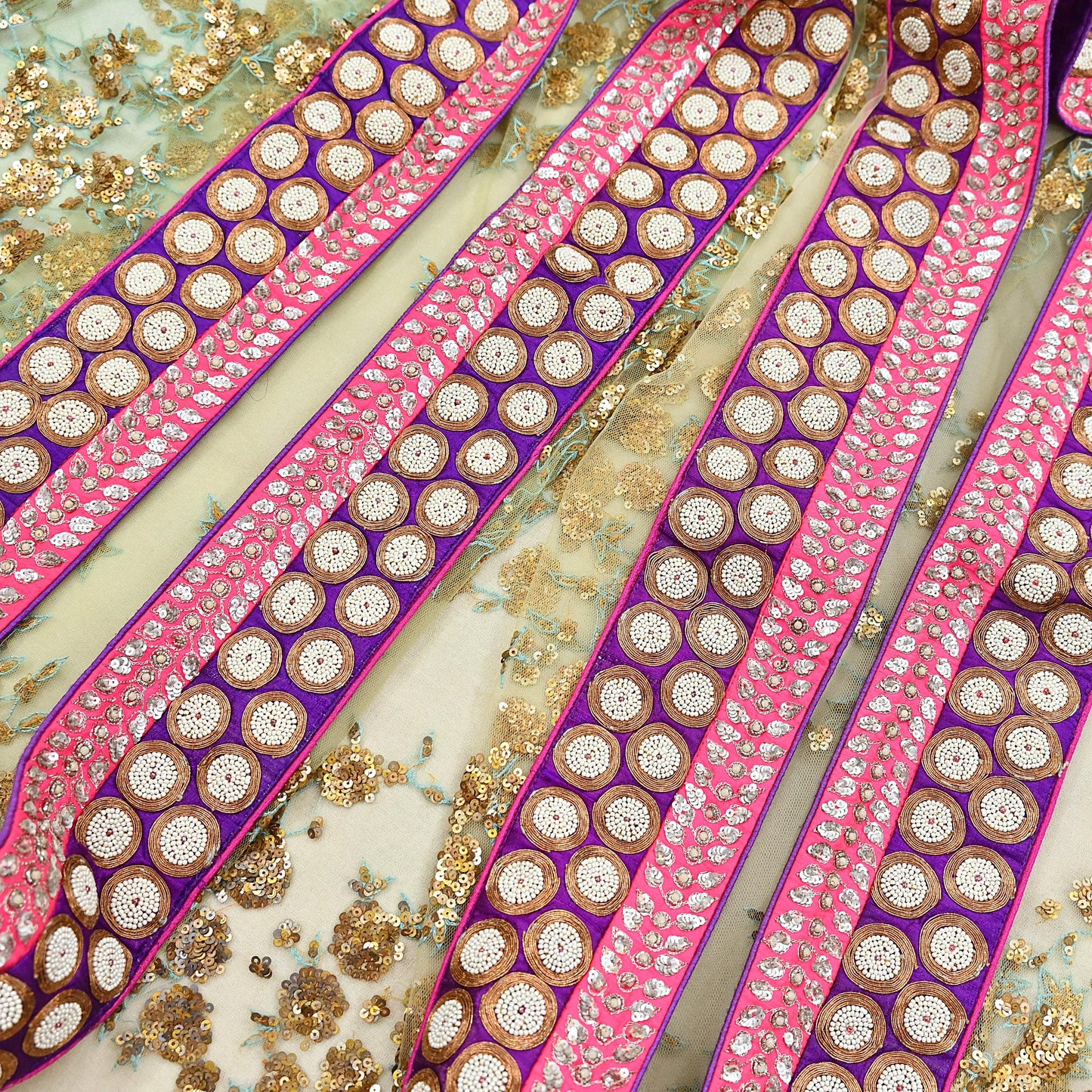 Indian Vintage Heavy Wedding Dupatta Sage Green Net Long Stole Hand Embroidered By Designer Sabyasachi Scarves Zardozi Bridal Veil