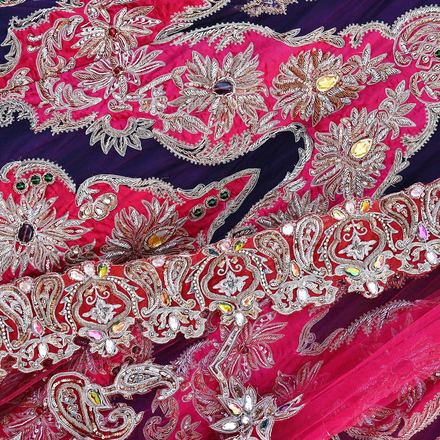 Indian Heavy Wedding purple Pink Net & pure silk Hand Embroidered Lehenga 2pcs Set Designer By Manish Malhotra Party Wear