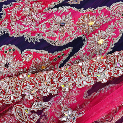Indian Heavy Wedding purple Pink Net & pure silk Hand Embroidered Lehenga 2pcs Set Designer By Manish Malhotra Party Wear