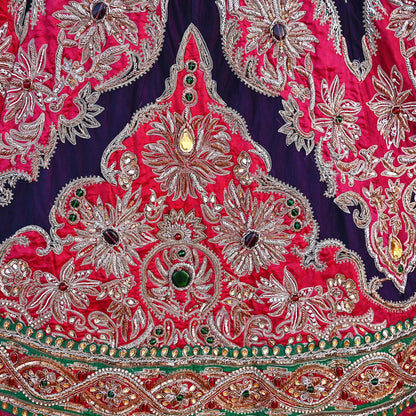 Indian Heavy Wedding purple Pink Net & pure silk Hand Embroidered Lehenga 2pcs Set Designer By Manish Malhotra Party Wear