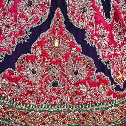 Indian Heavy Wedding purple & Pink Pure Silk Net Hand Embroidered Lehenga/Skirt Designer By Manish Malhotra Bridal Wear Zardozi/ Dabka