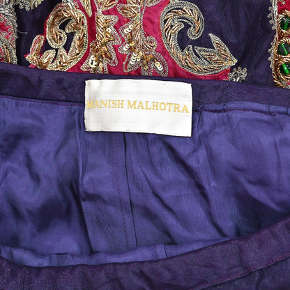 Indian Heavy Wedding purple & Pink Pure Silk Net Hand Embroidered Lehenga/Skirt Designer By Manish Malhotra Bridal Wear Zardozi/ Dabka