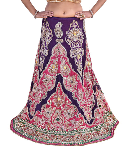 Indian Heavy Wedding purple & Pink Pure Silk Net Hand Embroidered Lehenga/Skirt Designer By Manish Malhotra Bridal Wear Zardozi/ Dabka
