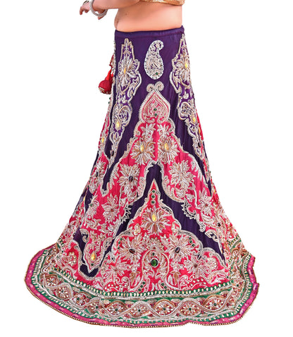 Indian Heavy Wedding purple & Pink Pure Silk Net Hand Embroidered Lehenga/Skirt Designer By Manish Malhotra Bridal Wear Zardozi/ Dabka