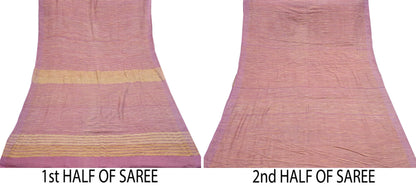 Indian Vintage Heavy Sari Pink Pure Khadi Silk Handloom Saree Craft Fabric 5yd Ethnic Wear Dress making For Crafting Quilting