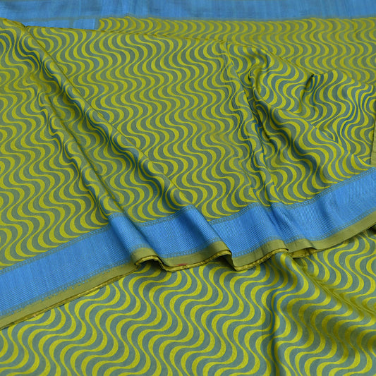 Indian Vintage Heavy Green & Blue Kanjivaram Saree 100% Pure Silk Zari 5Yd Floral Crafting Dress making Crafting Quilting Bollywood Saree