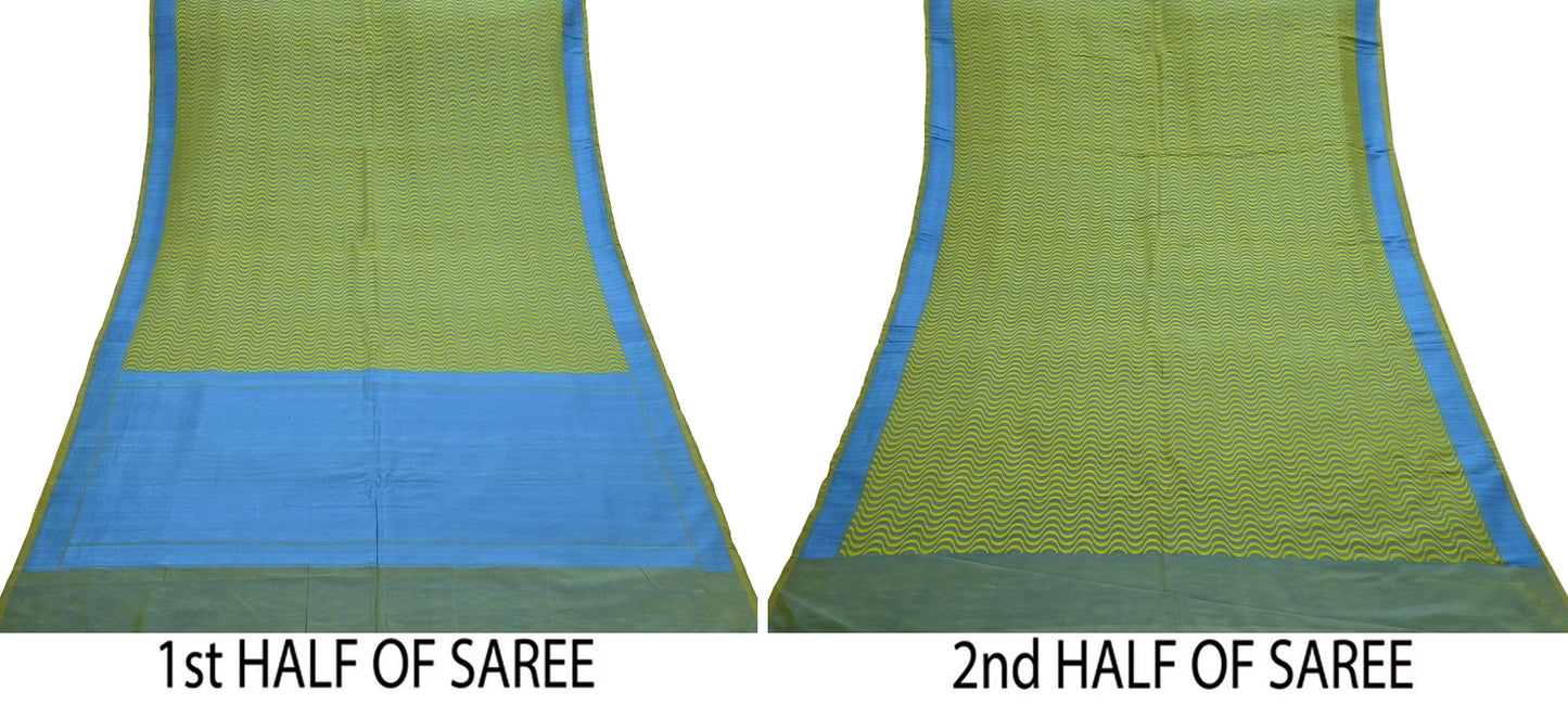 Indian Vintage Heavy Green & Blue Kanjivaram Saree 100% Pure Silk Zari 5Yd Floral Crafting Dress making Crafting Quilting Bollywood Saree