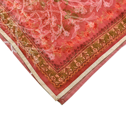 Indian Vintage Dupatta Brown & Pink Pure Georgette silk Long Stole Embroidered Scarves Stole Veil Wrap Sequins Zari