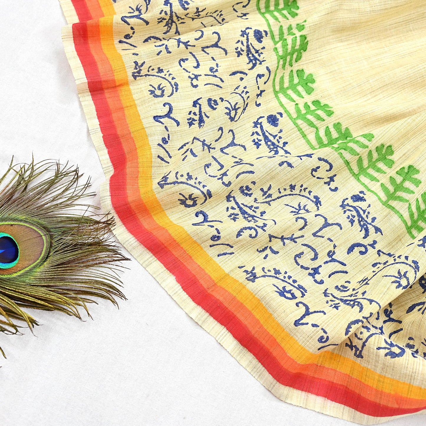 Indian Vintage Beige Dupatta 100% Pure Cotton Printed Long Stole Scarves Soft Veil Hijab Floral Design Boho Fabric For Dress