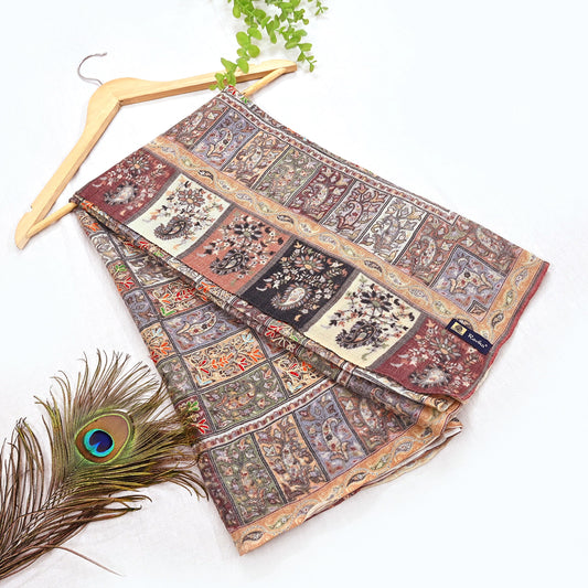 Indian Vintage Multi Pure Fine Wool Shawl Handmade Ari work Long Throw Stole Warm Stole Paisley Design