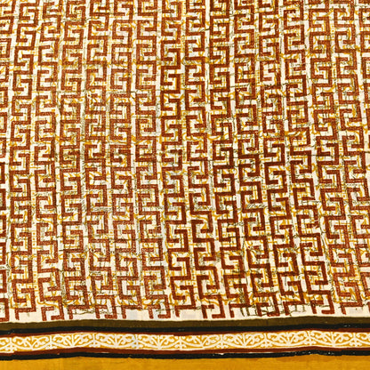 Indian Vintage Ivory Pure Crepe Silk Saree Geometric Print 5 Yards Soft Sewing Fabric for Dressmaking, Quilting, Crafting Upcycling