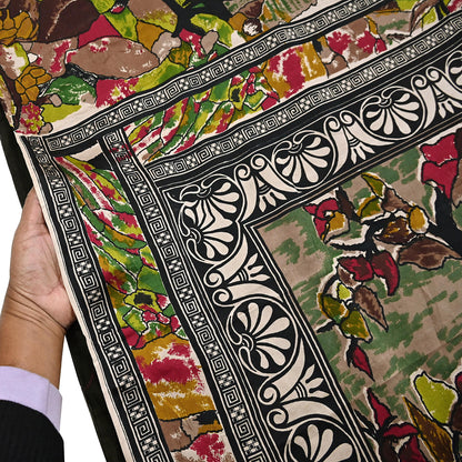 Indian Vintage Multi Saree Pure Satin Silk Premium Printed Sari Craft Fabric 6yd Sewing Abstract Soft Dress Making For Crafting Quilting