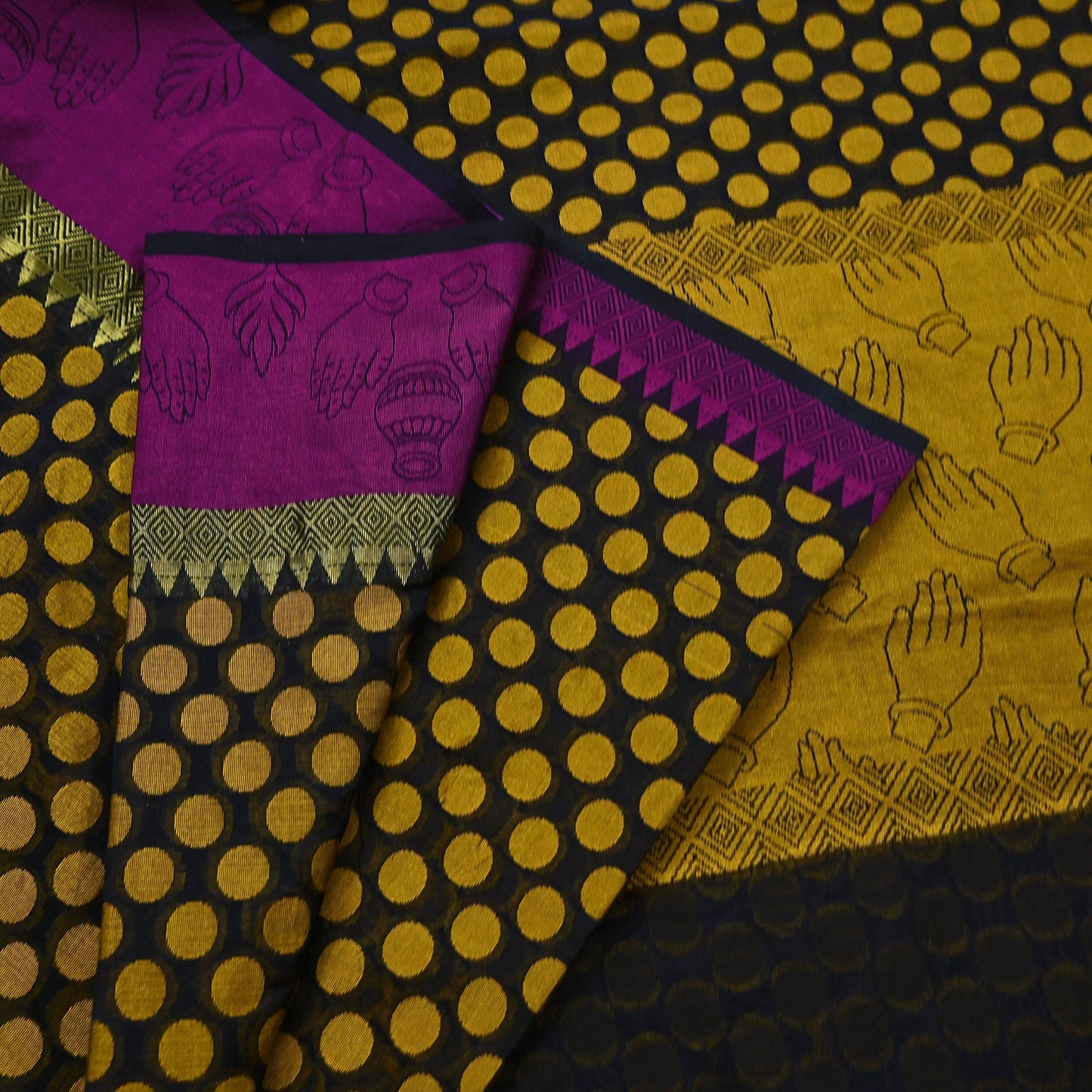 Indian Vintage Black Saree Artificial Silk Hand woven Sari Craft Fabric 5Yd Sewing Stripes Dress making Crafting Quilting Fringes