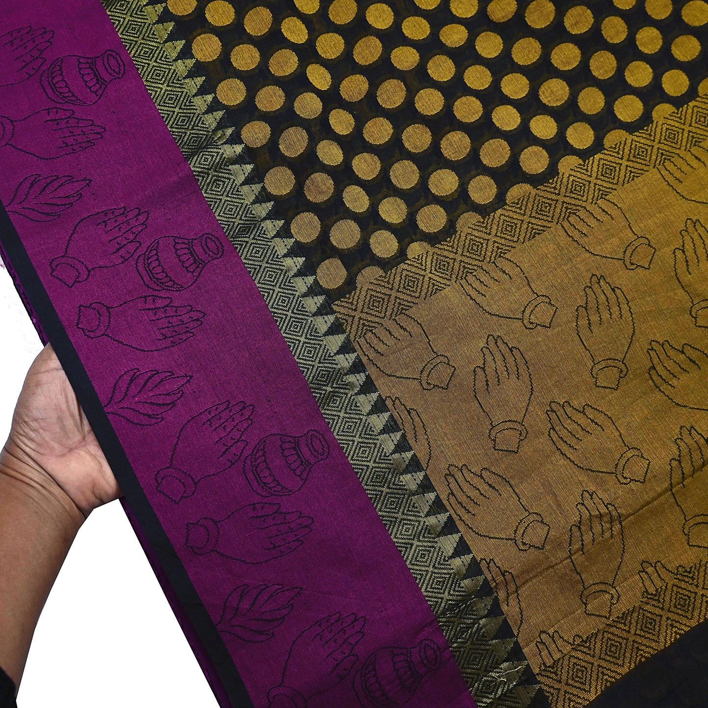 Indian Vintage Black Saree Artificial Silk Hand woven Sari Craft Fabric 5Yd Sewing Stripes Dress making Crafting Quilting Fringes