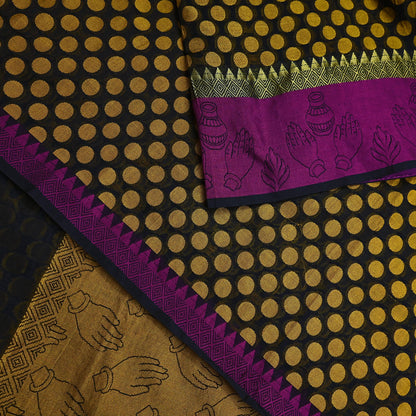 Indian Vintage Black Saree Artificial Silk Hand woven Sari Craft Fabric 5Yd Sewing Stripes Dress making Crafting Quilting Fringes