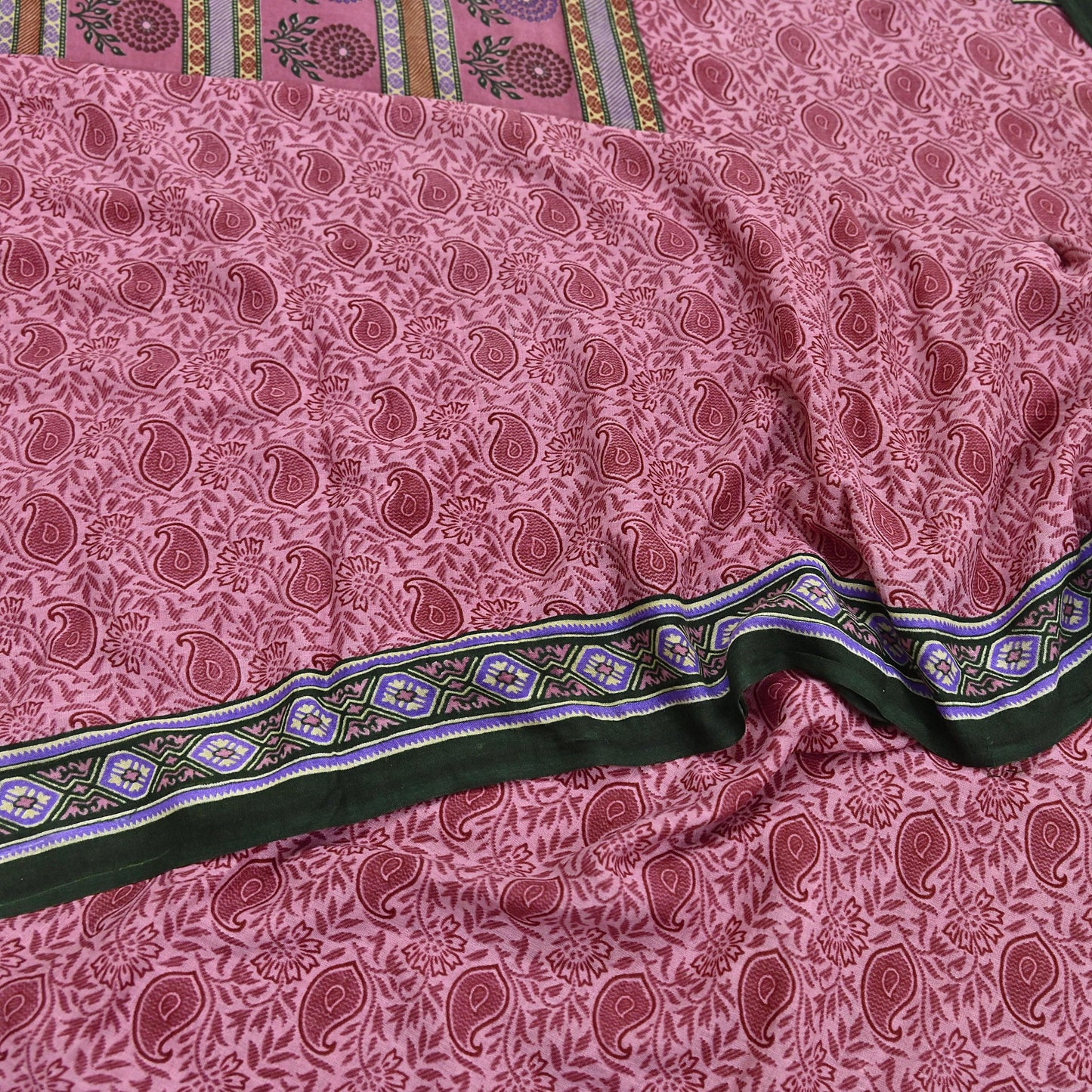 Indian Vintage Sari Pink Printed Pure Cotton Saree Craft Fabric 5Yd Soft Sewing Sarong Wrap Boho Floral Dress making Crafting