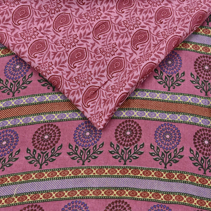 Indian Vintage Sari Pink Printed Pure Cotton Saree Craft Fabric 5Yd Soft Sewing Sarong Wrap Boho Floral Dress making Crafting
