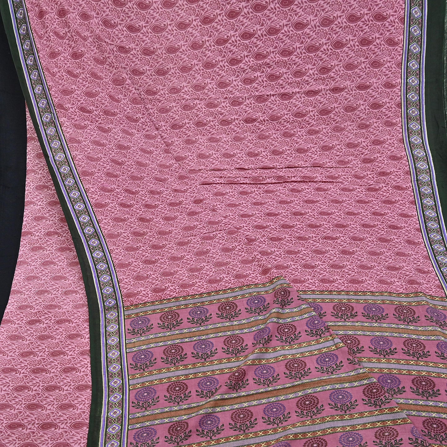 Indian Vintage Sari Pink Printed Pure Cotton Saree Craft Fabric 5Yd Soft Sewing Sarong Wrap Boho Floral Dress making Crafting