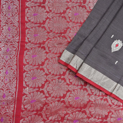 Indian Vintage Sari Red & Brown Pure Cotton Hand Woven Sarees Craft Fabric 5yd Ethnic Crafting Upcycle Quilting Dress Making Quilting Zari