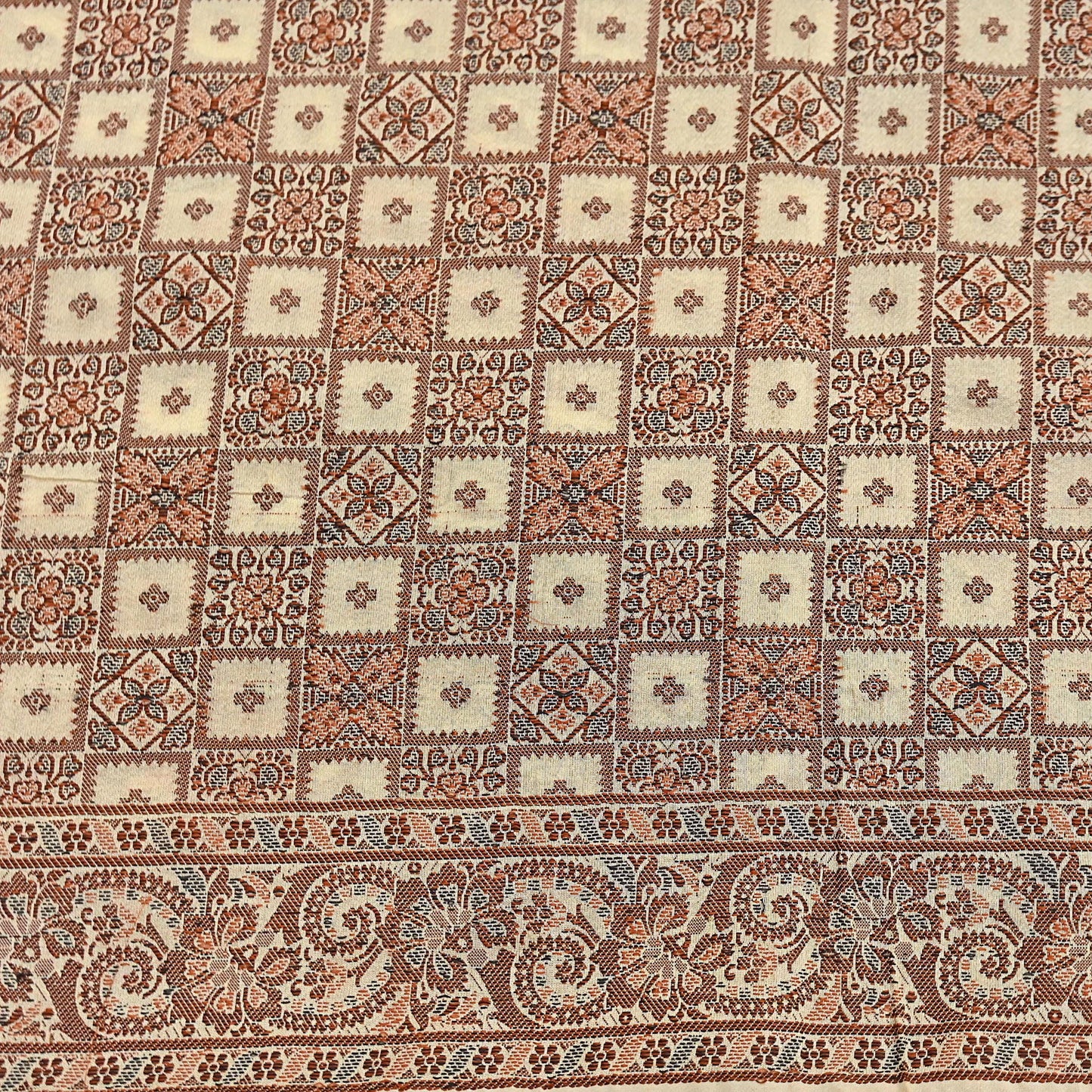 Indian Vintage Heavy Beige Hand Woven Saree 100% Pure Silk Sari 6Yard Floral Dress making Crafting Quilting Upcycle