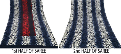 Indian Vintage Sari Multi Pure Crepe Silk leopard Print Saree 5yard Sewing Floral Craft Fabric Wrap Dress Making Crafting Quilting satyapaul