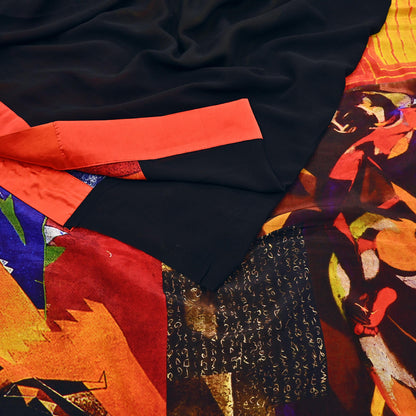 Indian Vintage Saree Multi Pure Silk Digital Printed Sari 6yd Sewing Floral Soft Craft Fabric Dress Making Crafting Quilting