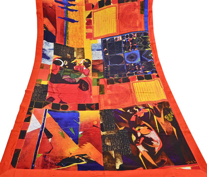 Indian Vintage Saree Multi Pure Silk Digital Printed Sari 6yd Sewing Floral Soft Craft Fabric Dress Making Crafting Quilting