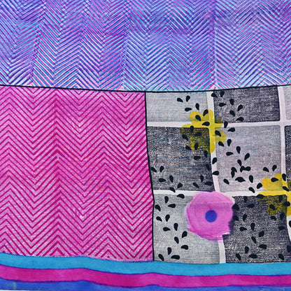 Indian Vintage Sari Multi Pure Crepe Silk Printed Saree 5yard Sewing Geometric Craft Fabric Wrap Dress Making Crafting Quilting