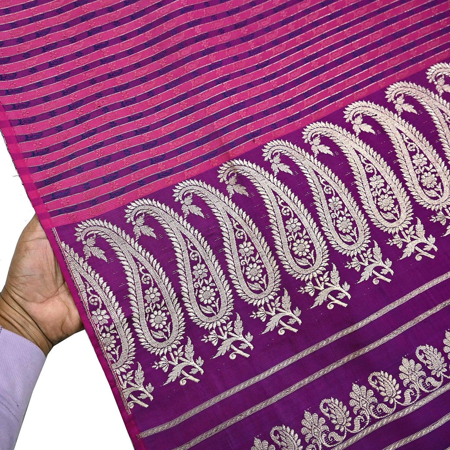 Indian Vintage Sari Purple Heavy Wedding Pure Satin Silk Woven Banarasi Brocade Saree Zari 5Yd Craft Fabric Ethnic Dress making Crafting