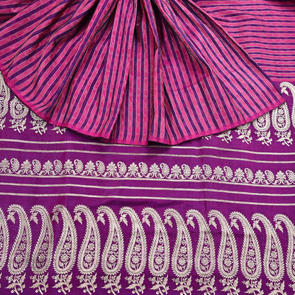 Indian Vintage Sari Purple Heavy Wedding Pure Satin Silk Woven Banarasi Brocade Saree Zari 5Yd Craft Fabric Ethnic Dress making Crafting