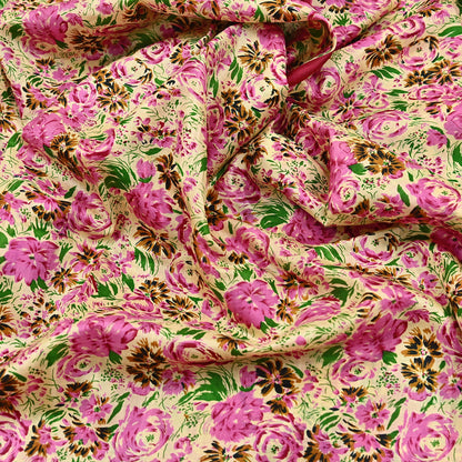 Indian Vintage Sari yellow & red 100% Pure Silk Printed Sarees 6yd Craft Fabric Sewing Soft Dress Making Floral Quilting Crafting Upcycle