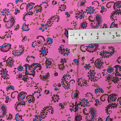 Vintage Sari Pink & blue Pure Silk Hand Woven Printed Saree Fabric 5yard Sewing Dress Designing for Crafting Quilting Upcycle Soft Border