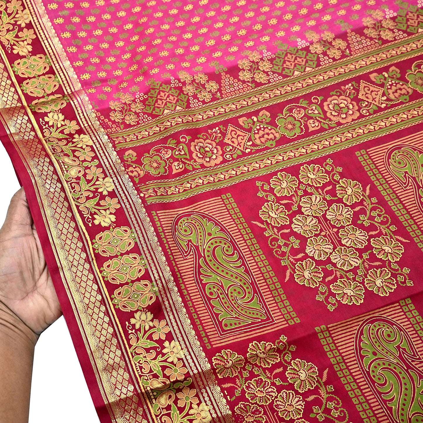 Indian Vintage Sari Pink & red 100% Pure Silk Painted/Printed Sarees Fabric 5yard Sewing Craft Fabric DressMaking  Soft Wrap