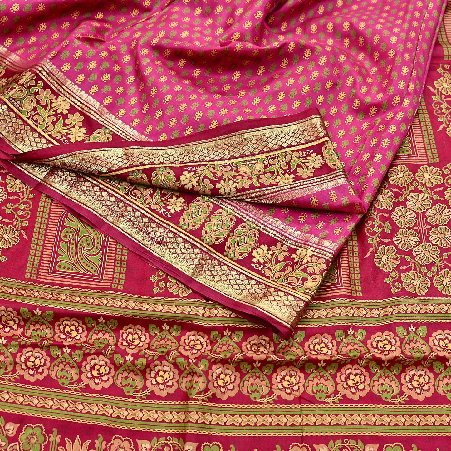 Indian Vintage Sari Pink & red 100% Pure Silk Painted/Printed Sarees Fabric 5yard Sewing Craft Fabric DressMaking  Soft Wrap