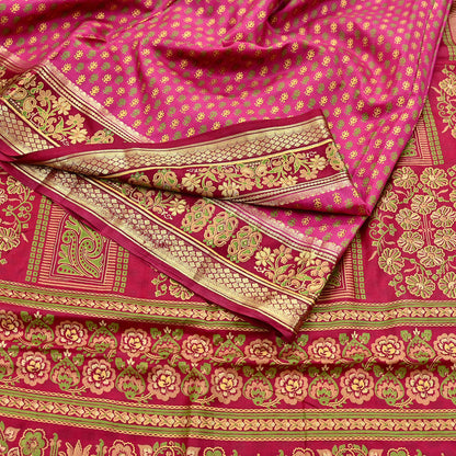 Indian Vintage Sari Pink & red 100% Pure Silk Painted/Printed Sarees Fabric 5yard Sewing Craft Fabric DressMaking  Soft Wrap
