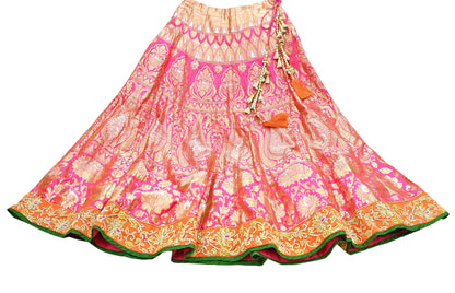 Indian Heavy Wedding Orange & pink Pure silk Hand Embroidered Lehenga 3pcs Set Designer By Manish Malhotra Party Wear