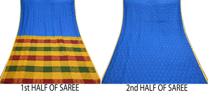 Vintage Kanjivaram Silk Saree Multi Pure Silk Zari Fabric Indian Handwoven 6Yd Craft Material Dressmaking Textile