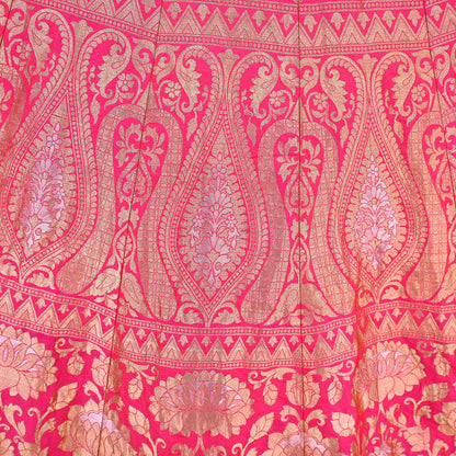 Indian Heavy Wedding pink & orannge Pure Silk Hand Embroidered banarasi Lehenga/Skirt Designer By Manish Malhotra Bridal Wear Zardozi