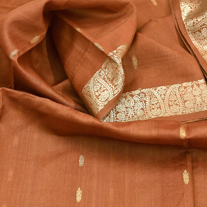 Indian Vintage Sari Rusty 100% Pure Silk Hand Woven Sarees Craft Fabric 5Yd Ethnic Sewing Dress making Crafting Quilting Upcycle