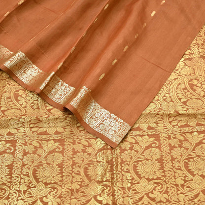 Indian Vintage Sari Rusty 100% Pure Silk Hand Woven Sarees Craft Fabric 5Yd Ethnic Sewing Dress making Crafting Quilting Upcycle