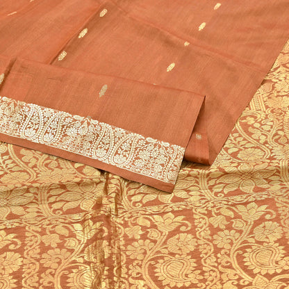 Indian Vintage Sari Rusty 100% Pure Silk Hand Woven Sarees Craft Fabric 5Yd Ethnic Sewing Dress making Crafting Quilting Upcycle