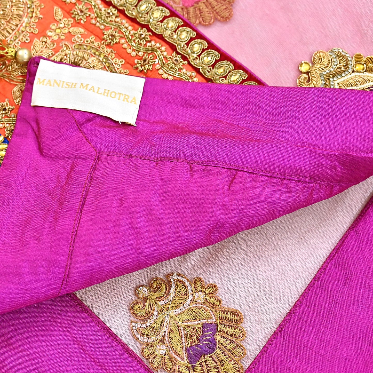 Indian Vintage Heavy Wedding pink Net/Mesh/ Velvet Hand Embroidered Dupatta Designer By Manish Malhotra Bridal Wear Zardozi Veil Hijab