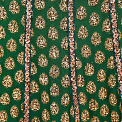 Indian Heavy Red & Green Pure Georgette Silk/Net Hand Embroidered Lehenga 2pcs Set By Designer Sabyasachi Bridal Wear