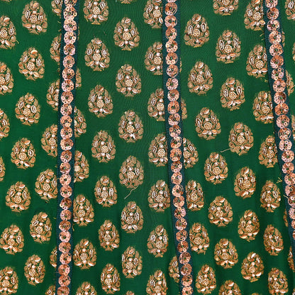 Indian Vintage Heavy Green Pure georgette Silk Hand Embroidered Lehenga/Skirt By Designer Sabyasachi Bridal Wear Dabka/ Zardozi